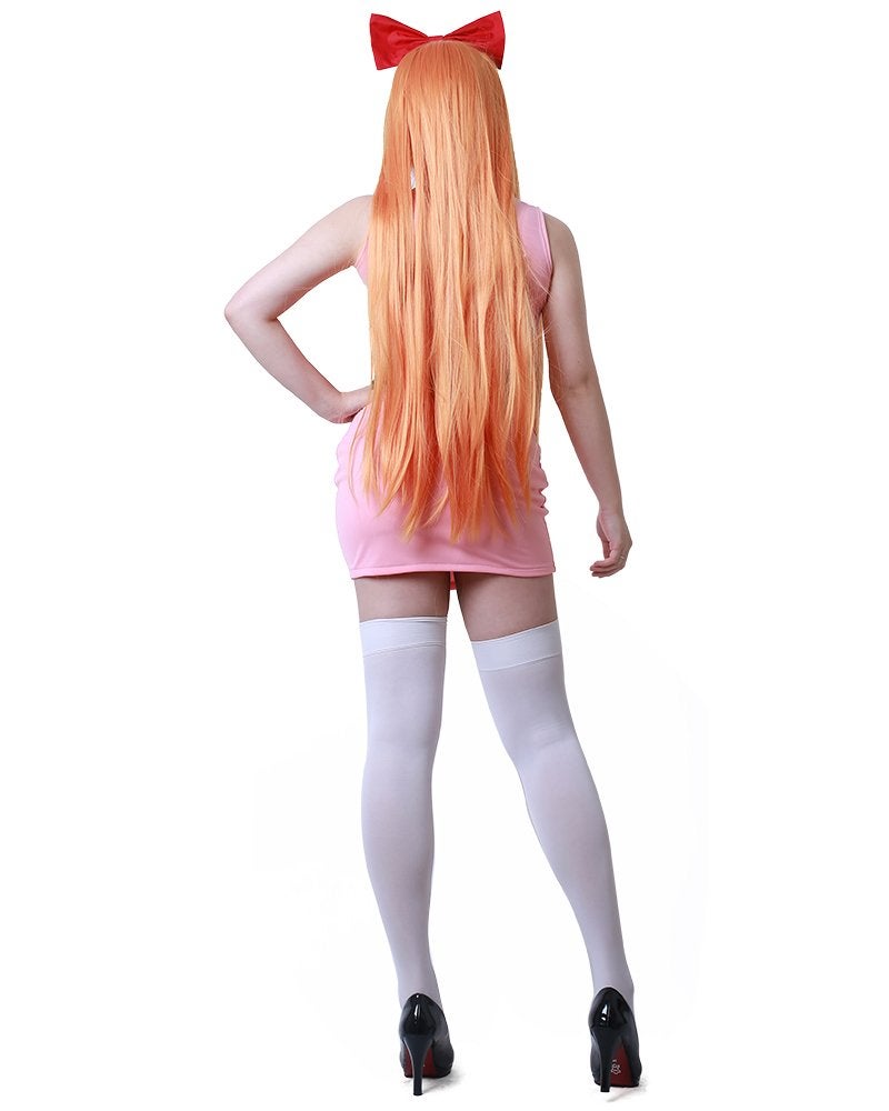 miccostumes Women's Costume Anime Hero Cosplay Tube Dress With Red Bowknot Headband Halloween (women l, light pink) - Image 2